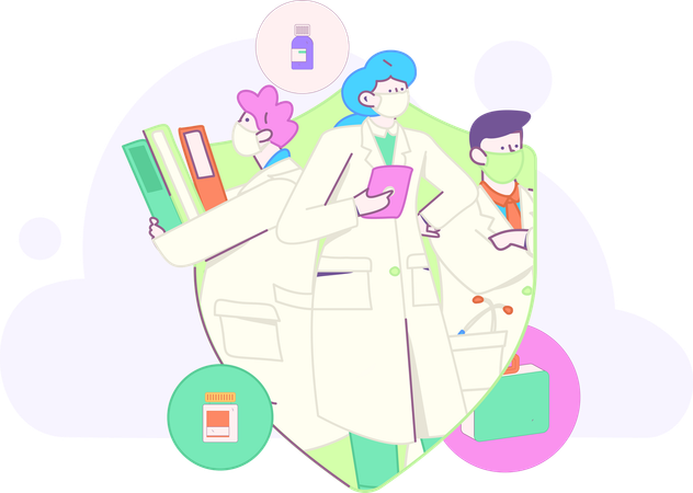 Medical assistance provided by team of doctors  Illustration