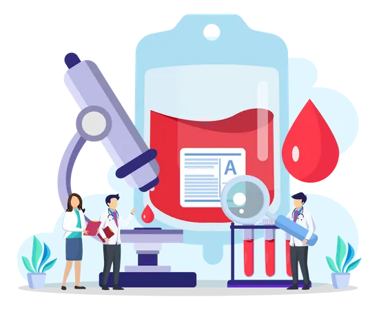 Medical Blood Test Flat Concept Chemical Laboratory Analysis Medical Office Or Laboratory Illustration