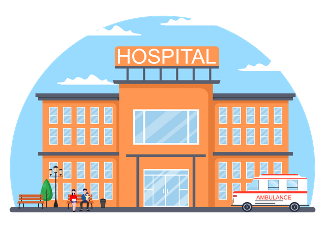 Hospital Building for Healthcare Illustration