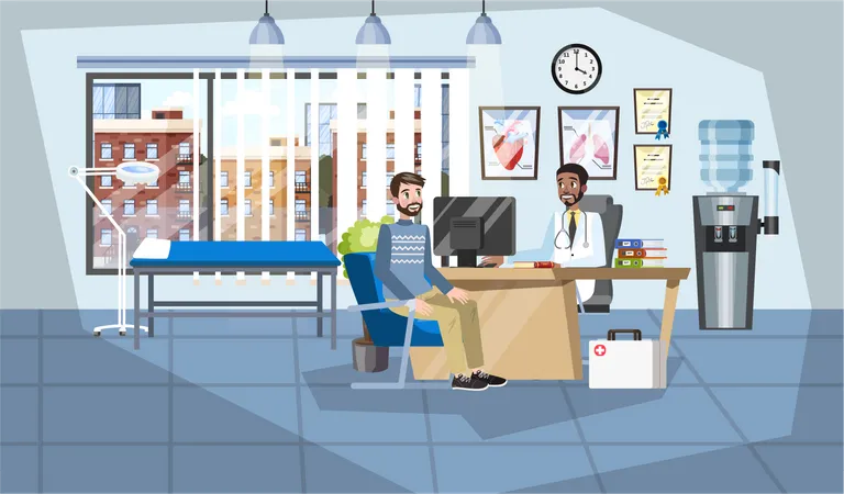 Medical consultation in doctor office  Illustration