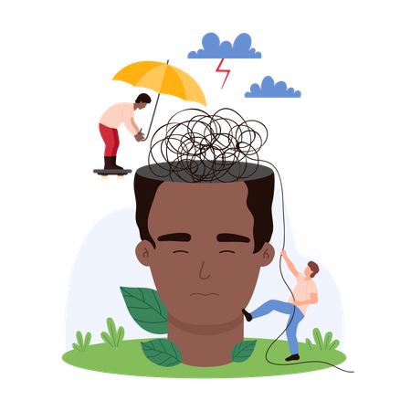 Medical counsellor helping depression recovery  Illustration