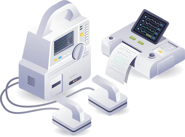 Medical doctor tools heart pacemaker and ultrasound technology  Illustration