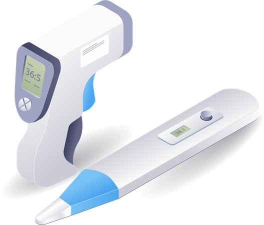 Medical equipment checking patient's body temperature  Illustration
