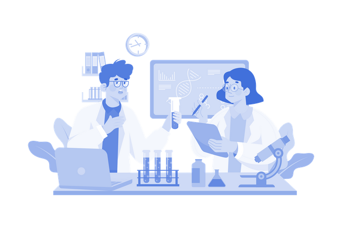 Medical Experts Working At The Lab  Illustration