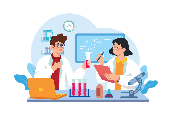 Medical experts working at the lab  Illustration