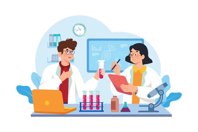 Medical experts working at the lab  Illustration