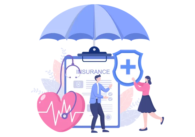 Life Insurance Design Can Be Used As Healthcare Finance Medical Services Social Benefits Emergency Risks And Pension Funds Vector Illustration Illustration
