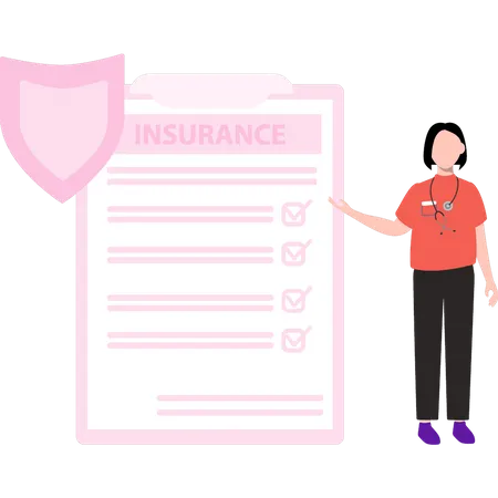 The Girl Is Standing By The Insurance Clipboard Illustration