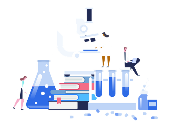 Medical Laboratory research with microscope Illustration