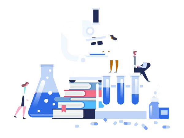 Medical Laboratory research with microscope  Illustration