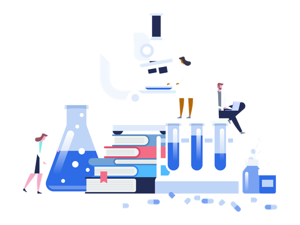 Medical Laboratory research with microscope  일러스트레이션