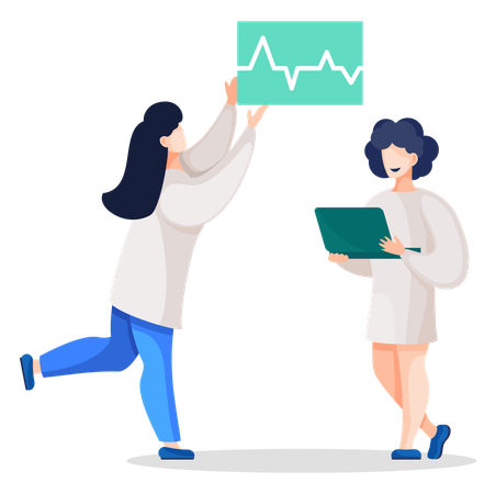 Medical Laboratory Workers working on report  Illustration