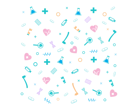 Medical pattern with different medical equipment and medicines  Illustration