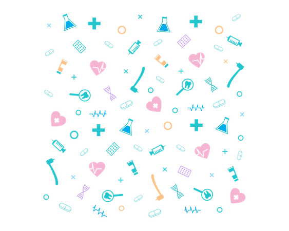 Medical pattern with different medical equipment and medicines  일러스트레이션