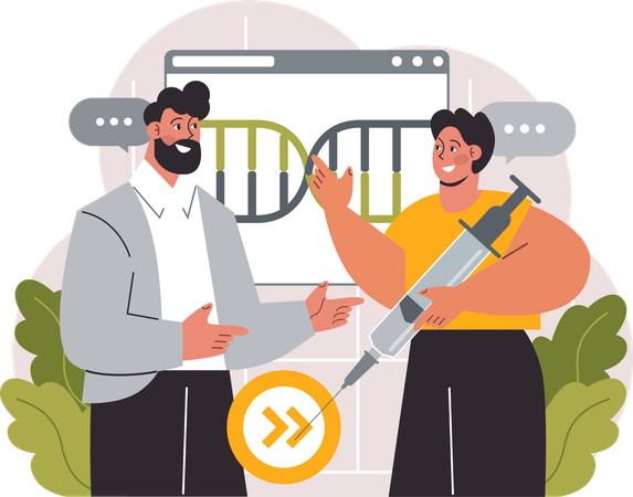 Medical people doing dna modification  Illustration