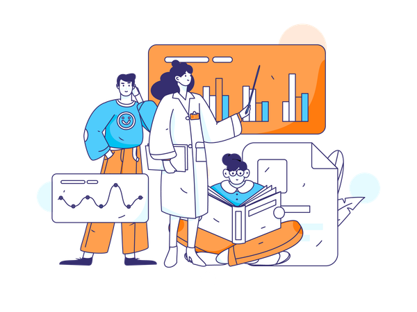 Medical People doing medical analysis  イラスト