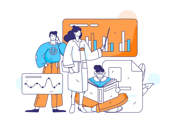 Medical People doing medical analysis  イラスト
