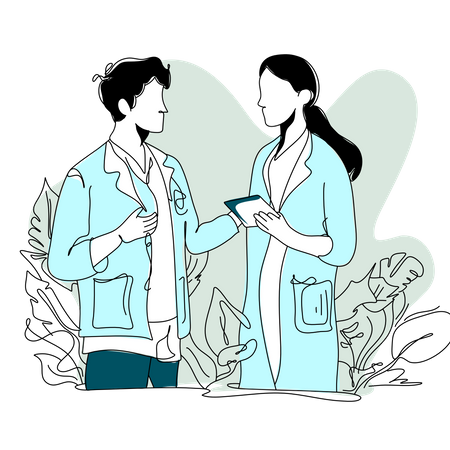 Medical people doing medical study  Illustration