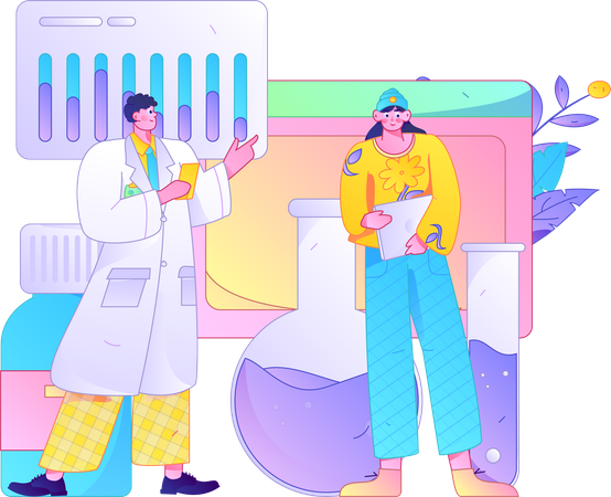 Medical people doing medical research  Illustration