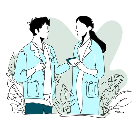 Medical people doing medical study  Illustration