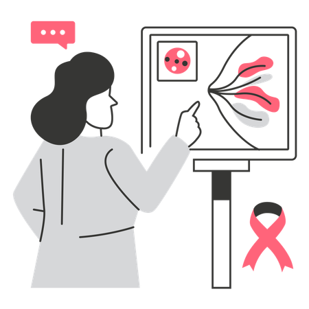 Medical Professional Reviewing Breast Cancer Scan  Illustration