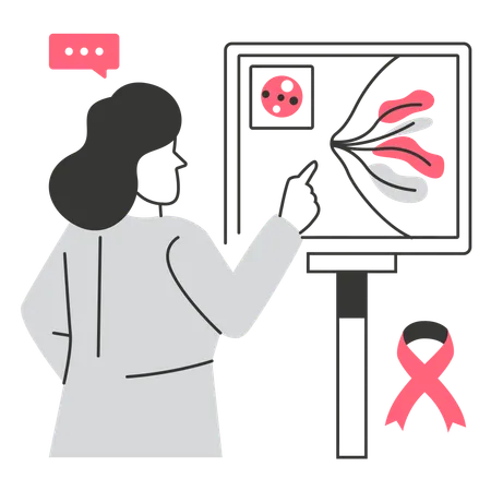 Medical Professional Reviewing Breast Cancer Scan  Illustration