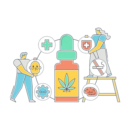 Medical research team working on cbd oil  Illustration