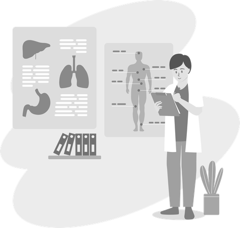 Medical researcher doing Biology Research  Illustration