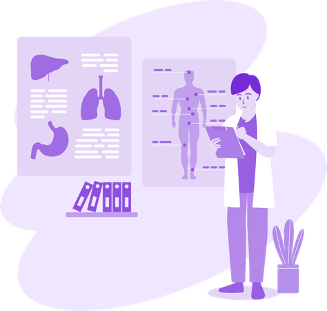 Medical researcher doing Biology Research  Illustration