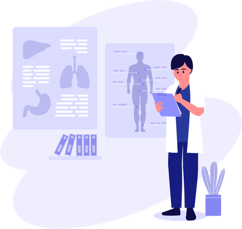 Medical researcher doing Biology Research  Illustration