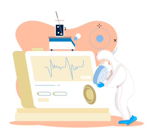 Medical Scientist developing equipment  Illustration