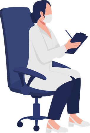 Medical specialist writing patient records Illustration