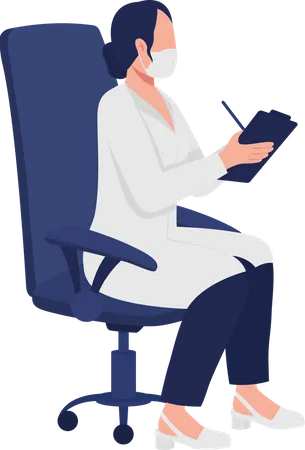 Medical specialist writing patient records Illustration