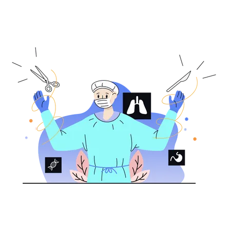 Medical Surgeon Performing Surgery  Illustration