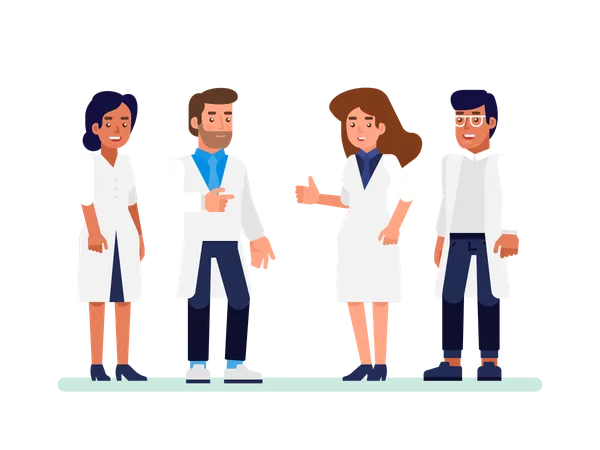 Healthcare People Group Professional Doctors With Nurse And Surgeon Medical Technology Research Institute And Doctor Staff Service Concept Flat Vector Illustration Illustration