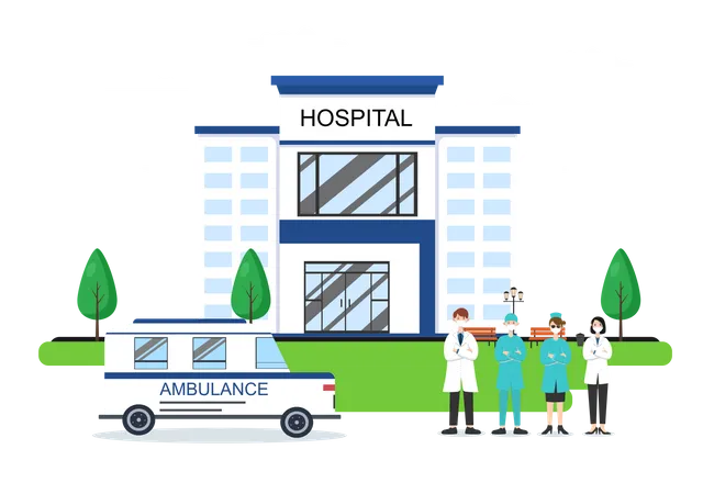 Medical Team At Hospital  Illustration