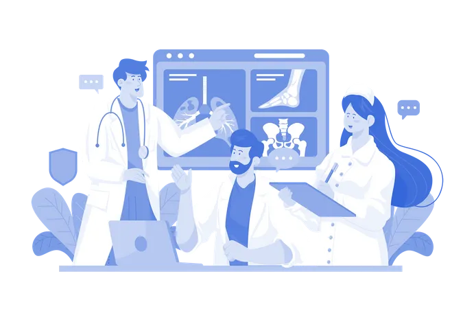Medical Team Discussion Illustration Concept On White Background Illustration