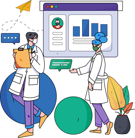 Medical team looking patient report  Illustration