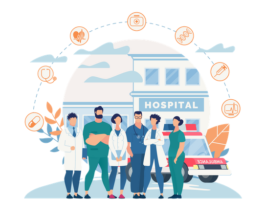 Medical team of Hospital  イラスト