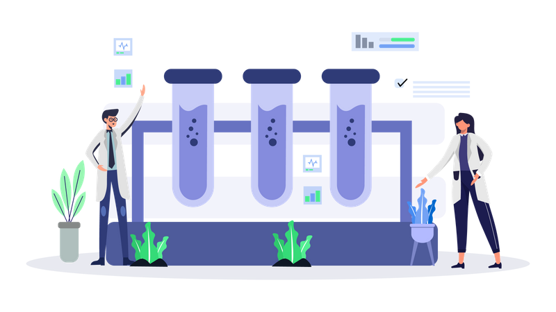 Medical Team Research In Lab Illustration
