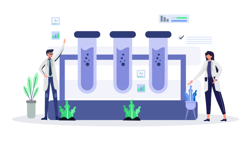Medical Team Research In Lab  Illustration