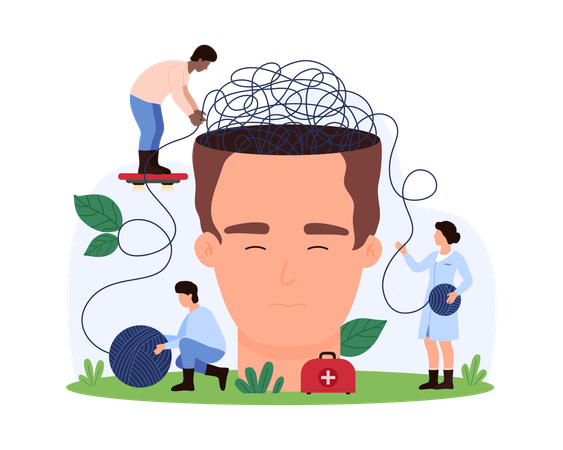 Medical Team Resolving Mental Health Issues  Illustration
