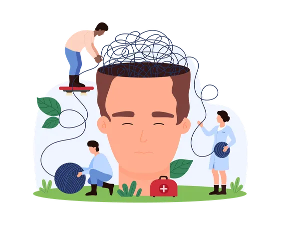 Medical Team Resolving Mental Health Issues  Illustration
