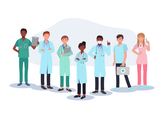 Medical team standing together Illustration