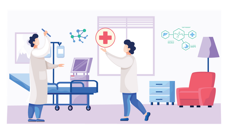 Medical team working on covid vaccine  Illustration