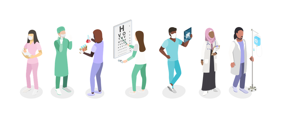 Medical Therapist Characters  Illustration