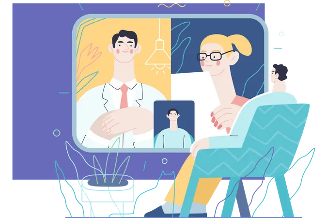 Medical video conference  イラスト