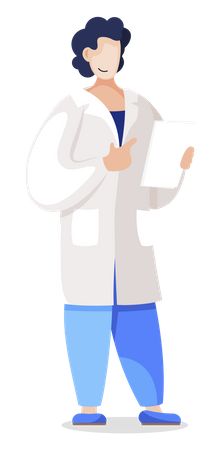 Medical worker holding paper with diagnosis of patient or results of research  Illustration