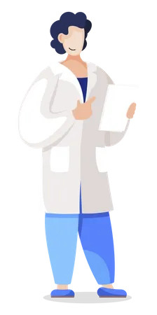 Medical worker holding paper with diagnosis of patient or results of research  Illustration