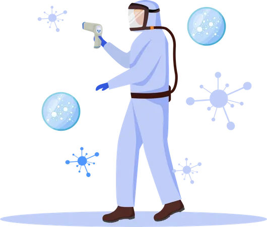 Medical worker with Temperature tool Illustration